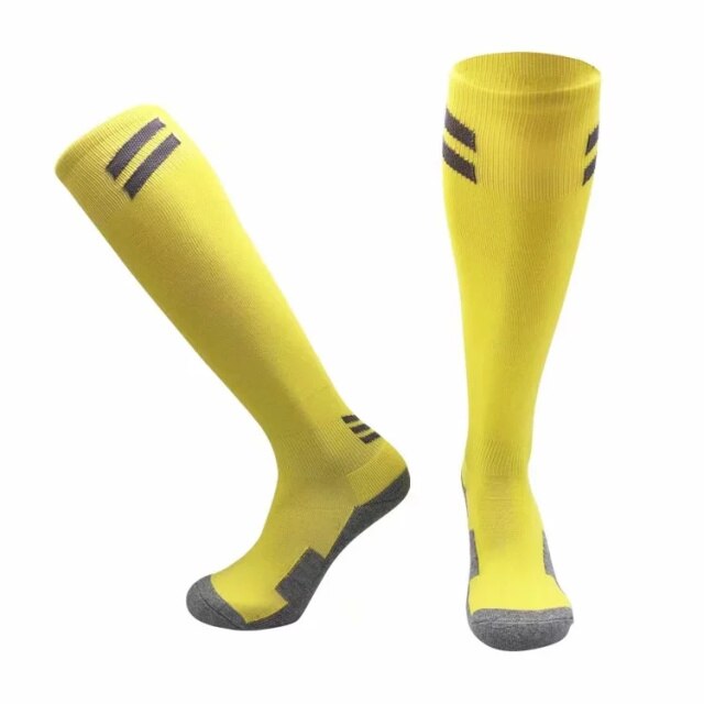 Cycling Socks Kids Men's Women Thicken Soccer Socks Running Basketball Socks Football Sport Team Long Towel Socks Bike Stockings: CJM6 yellow / Men size