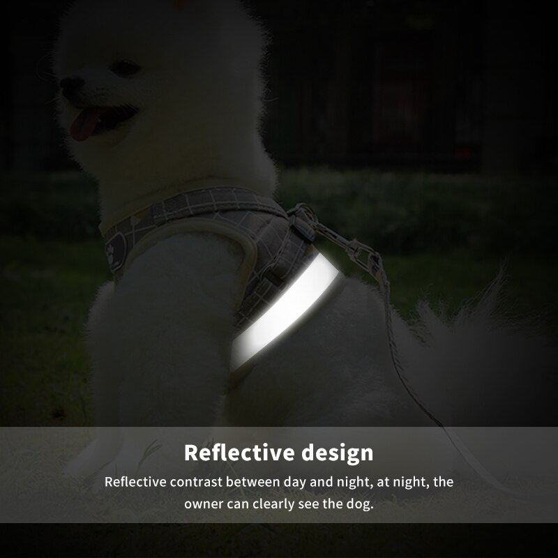 Dog Harness with Leash Adjustable Vest Walking Supplies Soft Breathable Plaid Collar Pet Accessories for Small Medidum Large Dog