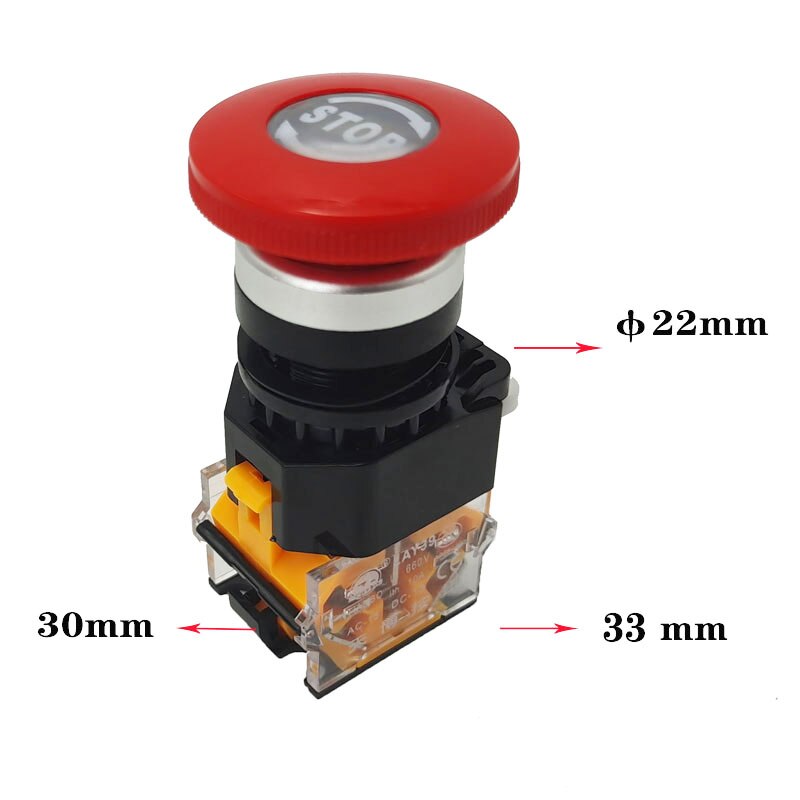 Silver contacts Self-locking emergency stop button Self-locking stop mushroom toggle switch: Emergency button