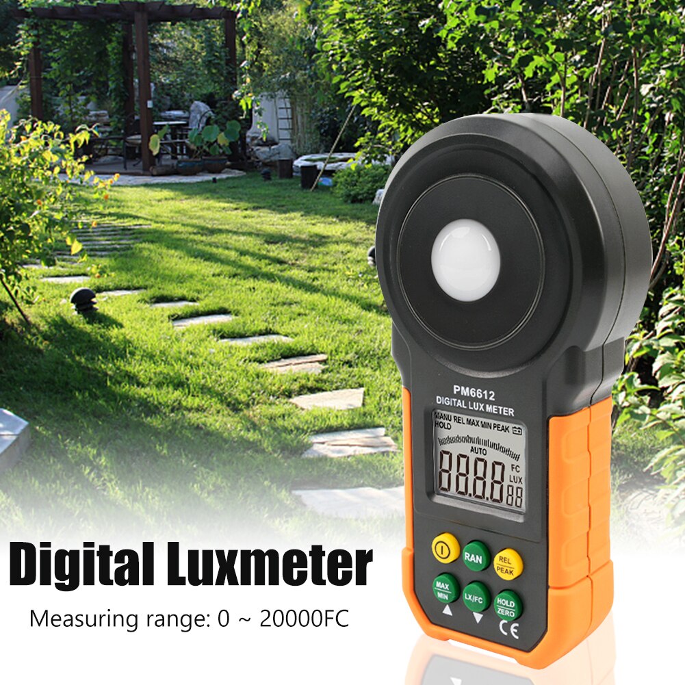 200000 lux digital luxmeter lcd display stue  pm6612 belysning meter highlevels abs håndholdt måling