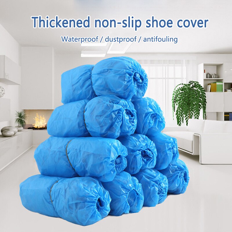 100Pc Schoen Cover Waterdichte Blauwe Plastic Schoen Cover Wegwerp Huishoudelijke Stofdicht Voet Cover