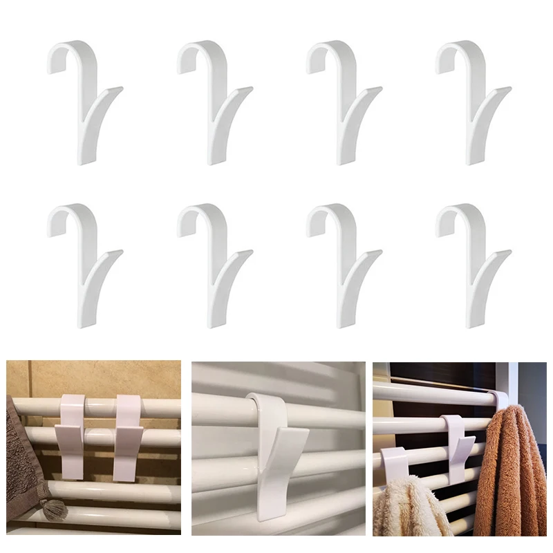 6 stücke Aufhänger Für Beheizte Handtuch Heizkörper Schiene Bad Haken Halter Kleiderbügel Percha Plegable Schal Aufhänger weiß