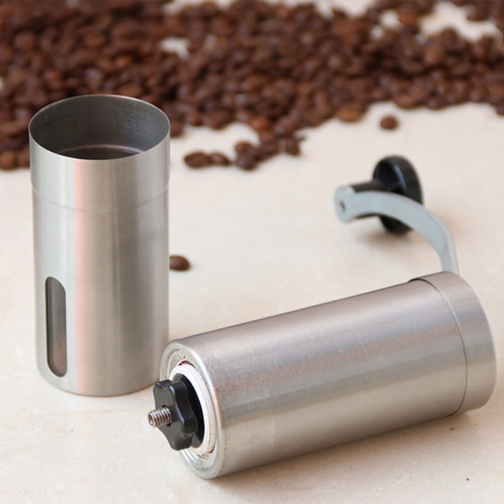 Silver kaffekvarn mini rostfritt stål hand manuell handgjorda kaffebönor burr kvarn kvarn köksredskap krokuskvarnar