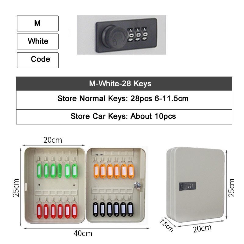 20/28/36 Keys Storage Box Combination Key Lock Multi Keys Classification Organizer Safe Box For Home Office Factory Store: M-White-Code