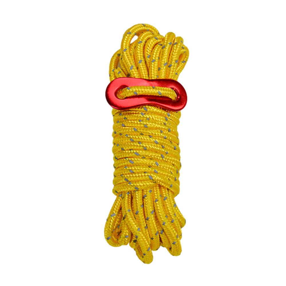 4M Outdoor Tentkoord Reflecterend Paracord Tenttouw Lichtgewicht Campingtouw Met Scheerlijnen Richter Spanner Pouch Voor Tent Tarp: YELLOW