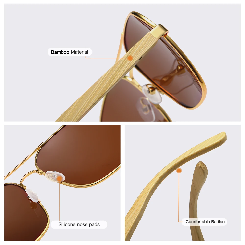 GM Gafas de sol cuadradas metálicas retro de para mujeres y hombres marcas de de lujo gafas de sol de bambú y madera de conducción populares