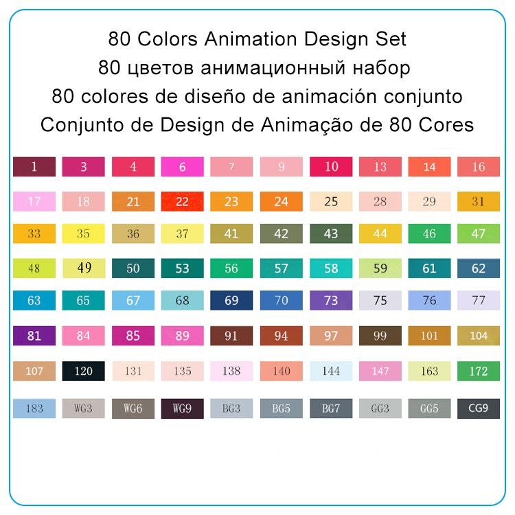 TouchFIVE 168 Colors Alcoholic Dual Headed Manga Painting Markers Sets Sketch Set Liners For Drawing Marker Art Supplies: 80 Colors Animation
