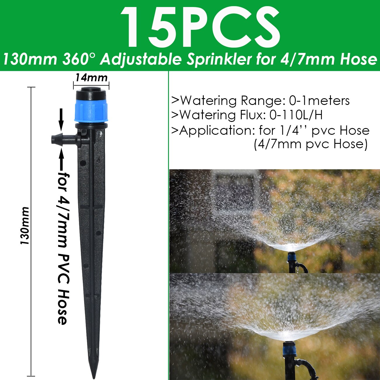 Sprycle 4/7Mm Tuin Verstelbare Irrigatie Staak Sprinkler Emitter Dripper Micro Spuiten Roterende Nozzle Watering Pijl Kas