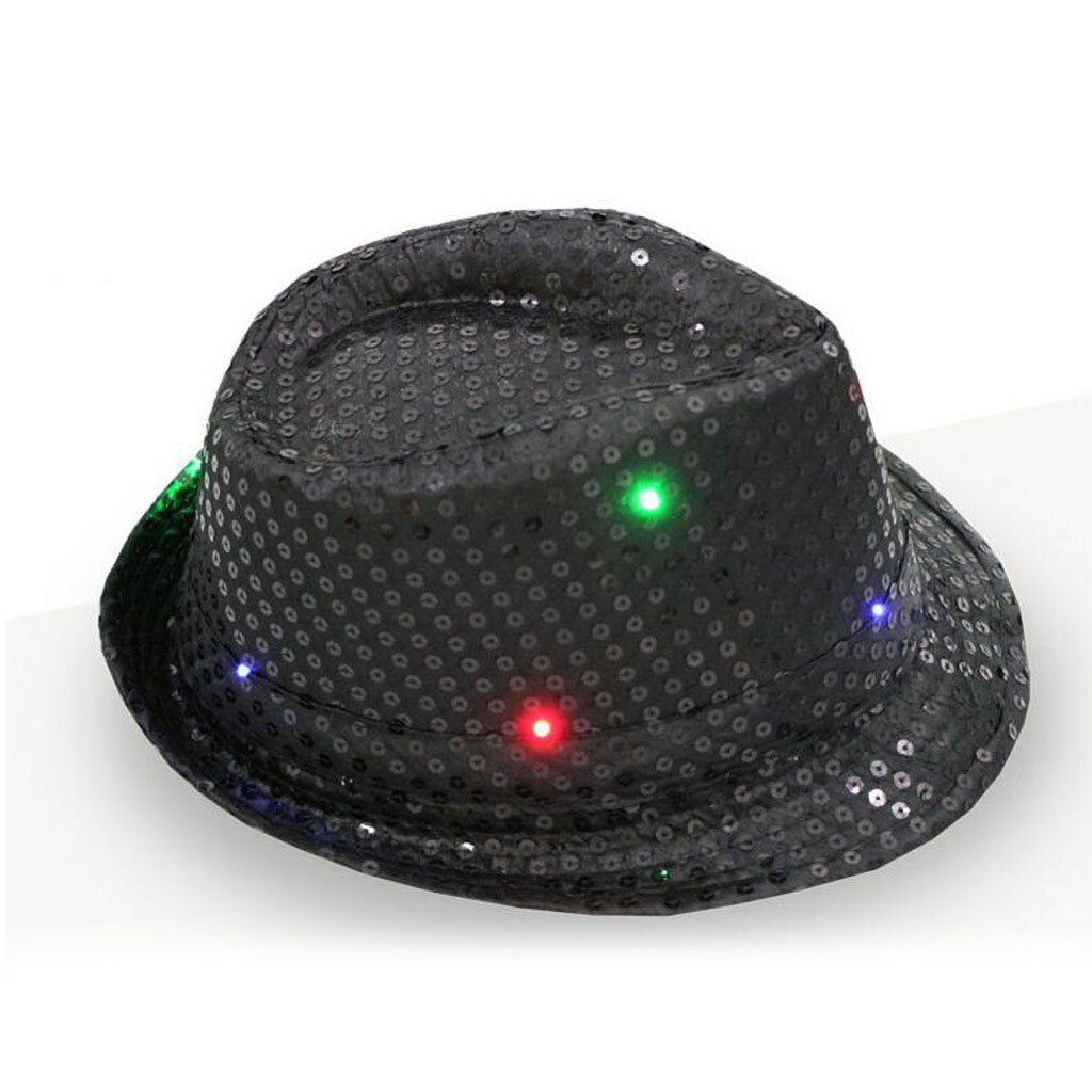 SAGACE Hütte Einfarbig Hütte LED Bühne Leistung Kappe Blinkende Hütte Licht hoch LED Paillette schick tanzen Party Hütte bühne Kappe: BK