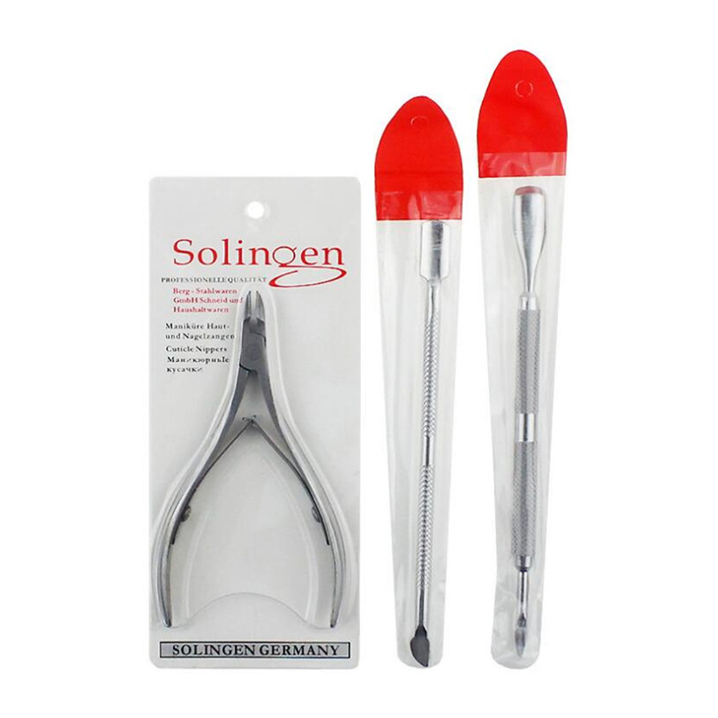 3 Stks/set Nagel Dode Huid Cuticula Remover Tang Dubbele Kop Rvs Nail Pusher Manicure Gereedschap