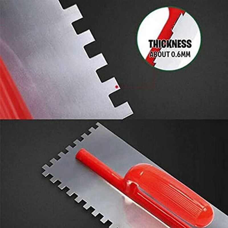 2PCS Finishing Trowel Cement Flaten Plastering Trowel with Square Notch for Tiling Wall Floor Tile Grout Trowel Masonry