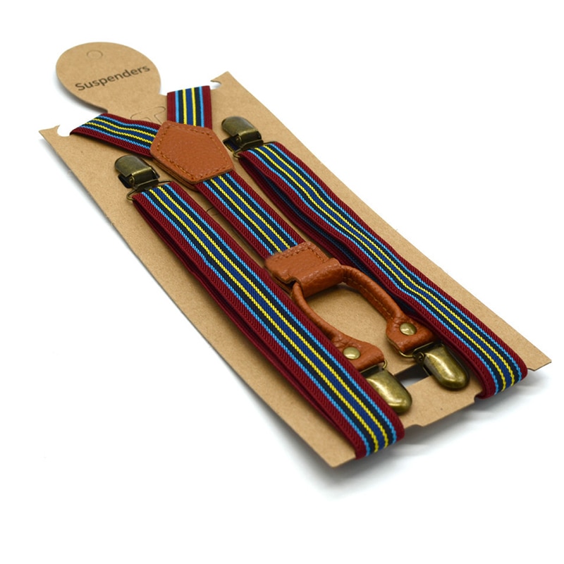 Volwassen Mannen Lange Vier-Clip Strap 2.5 Cm Gestreepte Broek Schouderriem Elastische Elastische Broek Bretels