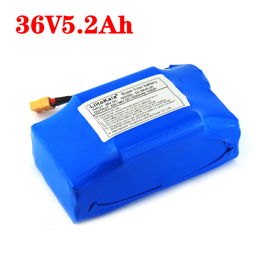 LiitoKala 36V 4.4ah 5.2ah rechargeable li-ion battery pack lithium ion for electric self balance scooter hoverboard unicycle