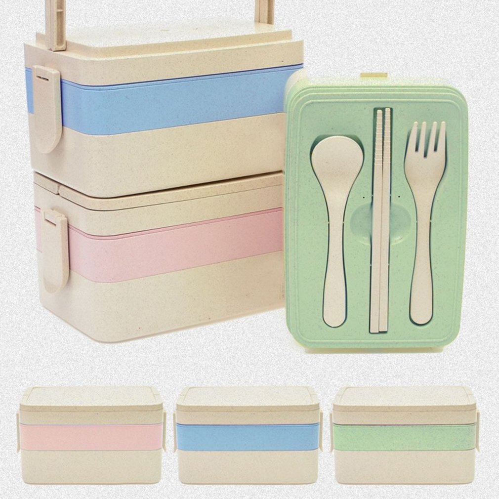 Grote Capaciteit Double/Triple Lagen Draagbare Lunchbox Magnetron Kom Bento Box Voedsel Opslag Lunchbox