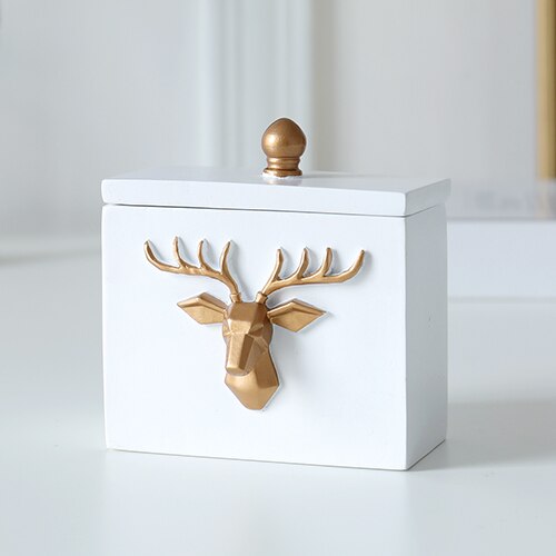 Deer Head Craft Toothpick Holder Tabel Storage Box Toothpick Dispenser Container Toothpick Dispenser: White-s