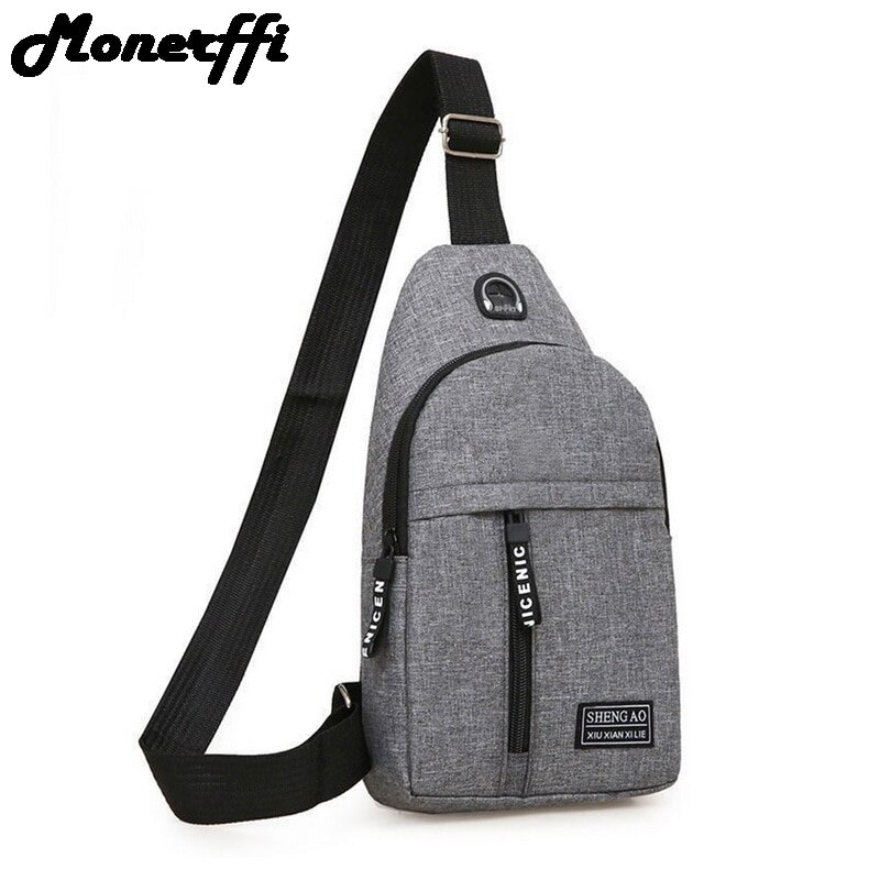Männer Schulter Tasche Schlinge Brust Pack Leinwand USB Ladung Sport Crossbody Handtaschen Für Männer Brust Taschen Gürtel Taille Packungen: A