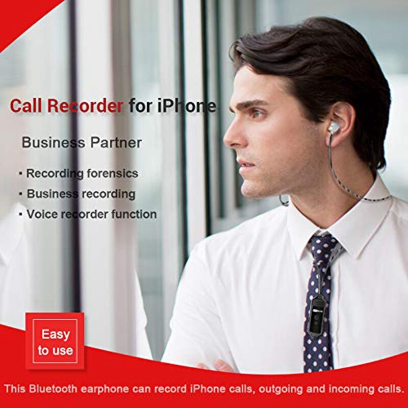 Waytronic Draadloze Bluetooth Call Recorder Oortelefoon, Mobiel Telefoon Gesprek Opnemen Hoofdtelefoon Voor Iphone Skype