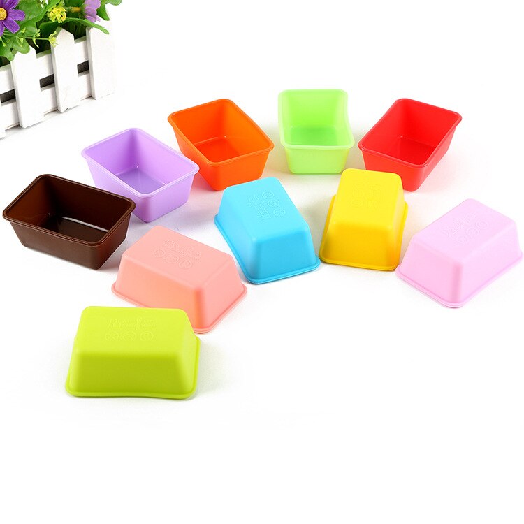 7.5Cm 1Pcs Rechthoek Cakevorm Pudding Grade Siliconen Cakevorm/Cupcake Mold/Bakvorm Bakvormen Diy willekeurige Kleur