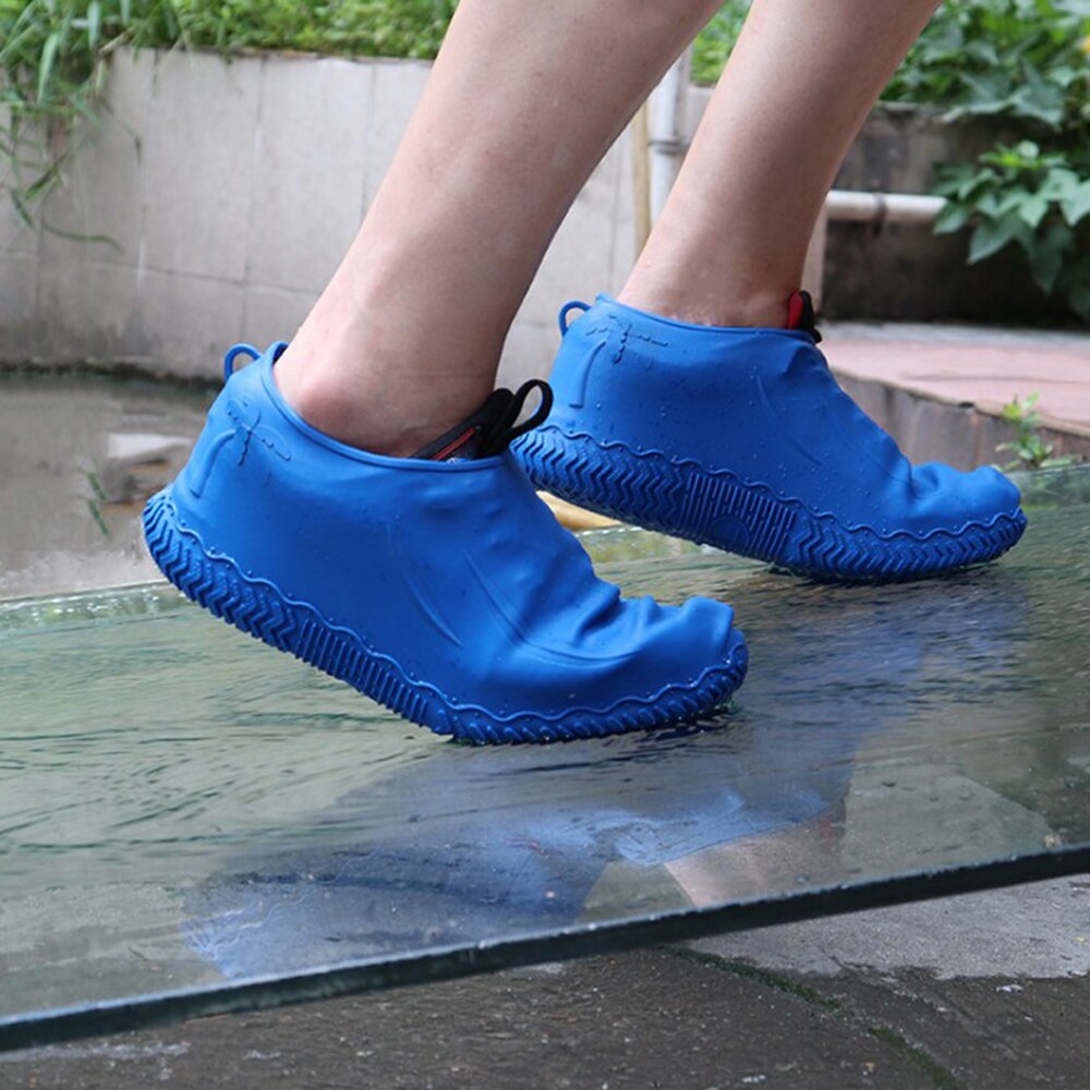 Par genanvendelige silikone skoovertræk s / m / l vandtætte skoovertræk udendørs camping skridsikker gummi regn støvle oversko