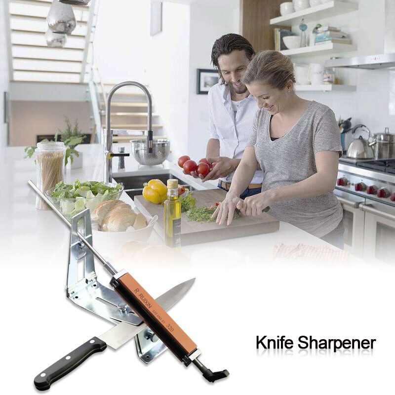 Knife Sharpener All stainless Steel Kitchen Sharpening Grinding System Tools Fix-angle With 4 Whetstone III