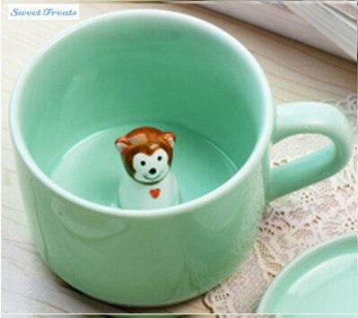 Sweettreats small ceramic milk cup with animals cute cartoon nice three-dimensional heat-resistant celadon: 13