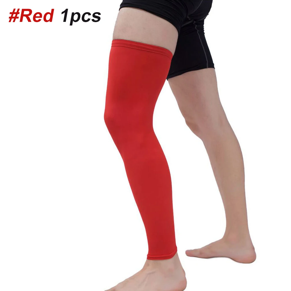 Manchon de jambe de compression pleine longueur pour hommes et femmes, sport, cyclisme, cuisse, genou, mollet, vélo, basket-ball, 1 pièce: XL / Bleu