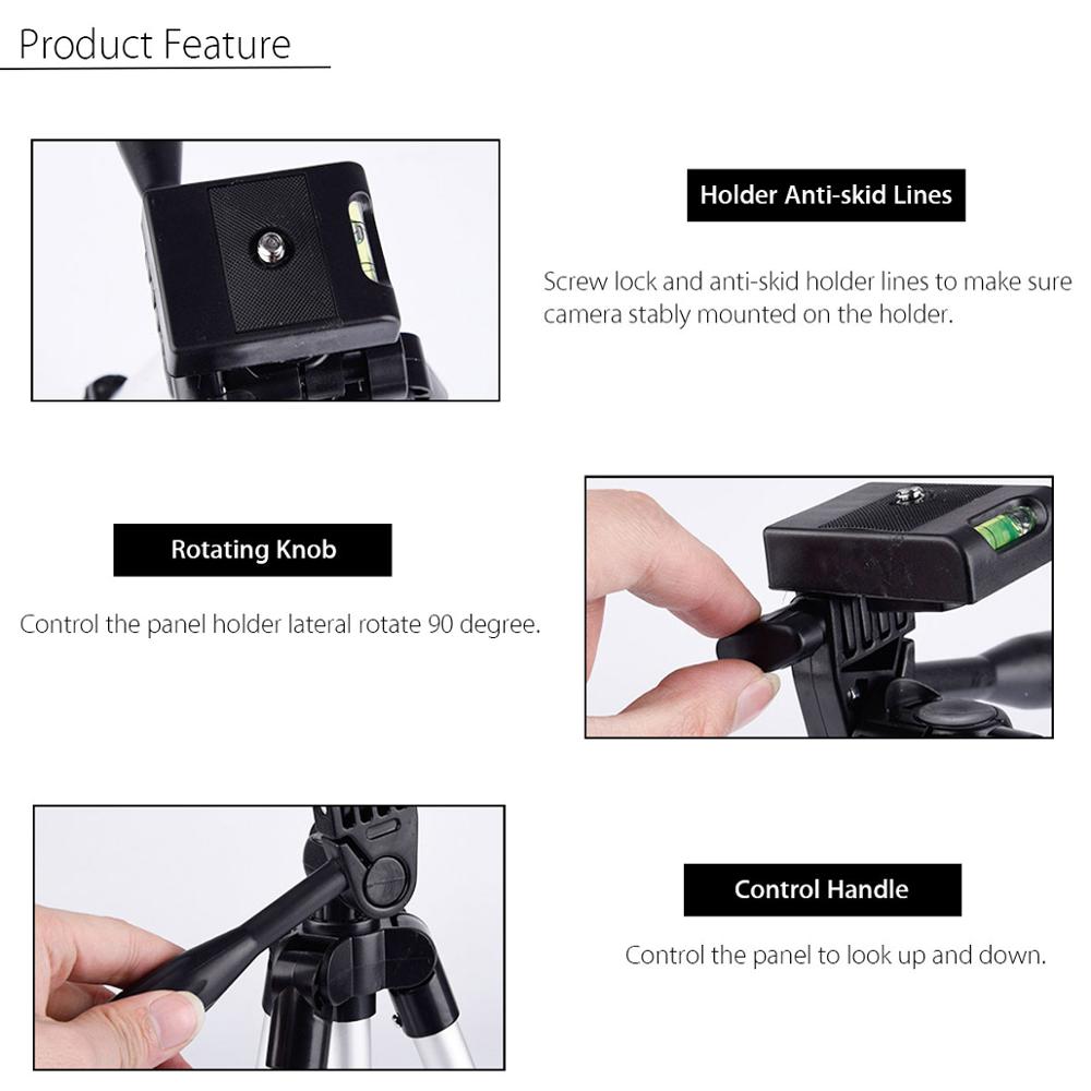Soporte de trípode extensible para cámara de teléfono, tableta, Webcam, soporte de teléfono ajustable de aluminio para iPhone, Samsung, Nikon y Canon