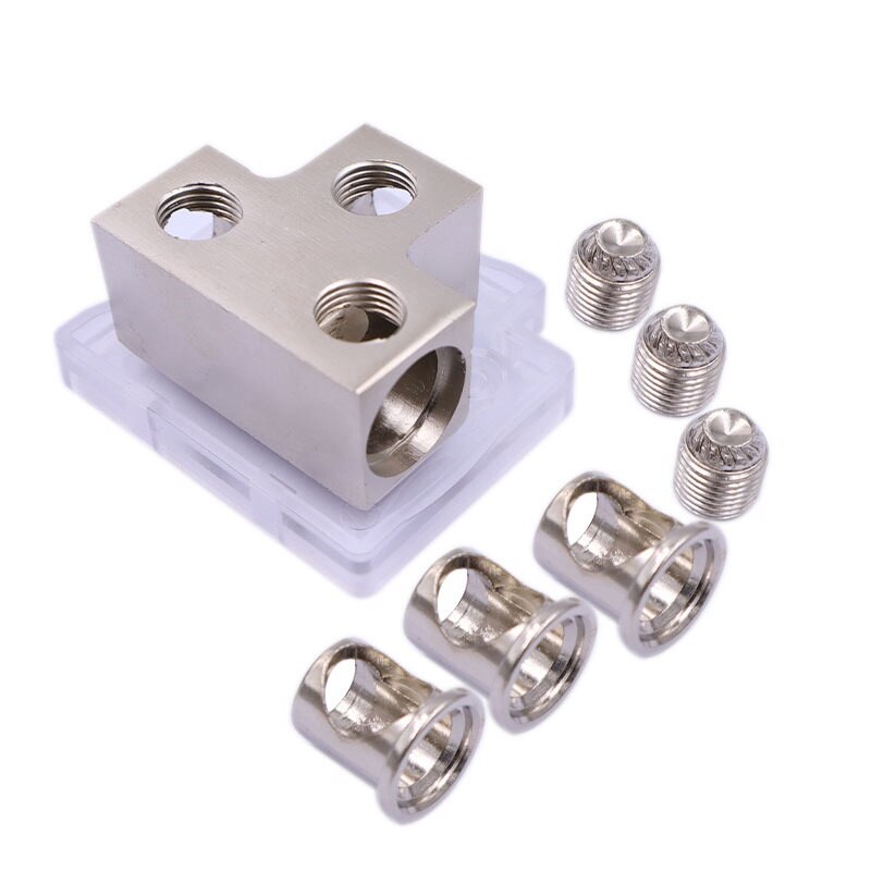 Car Audio Amplifier Power Distribution Block 1 in 2 Out Way Power Ground Distributor Blocks Negative Grounding Tap Box