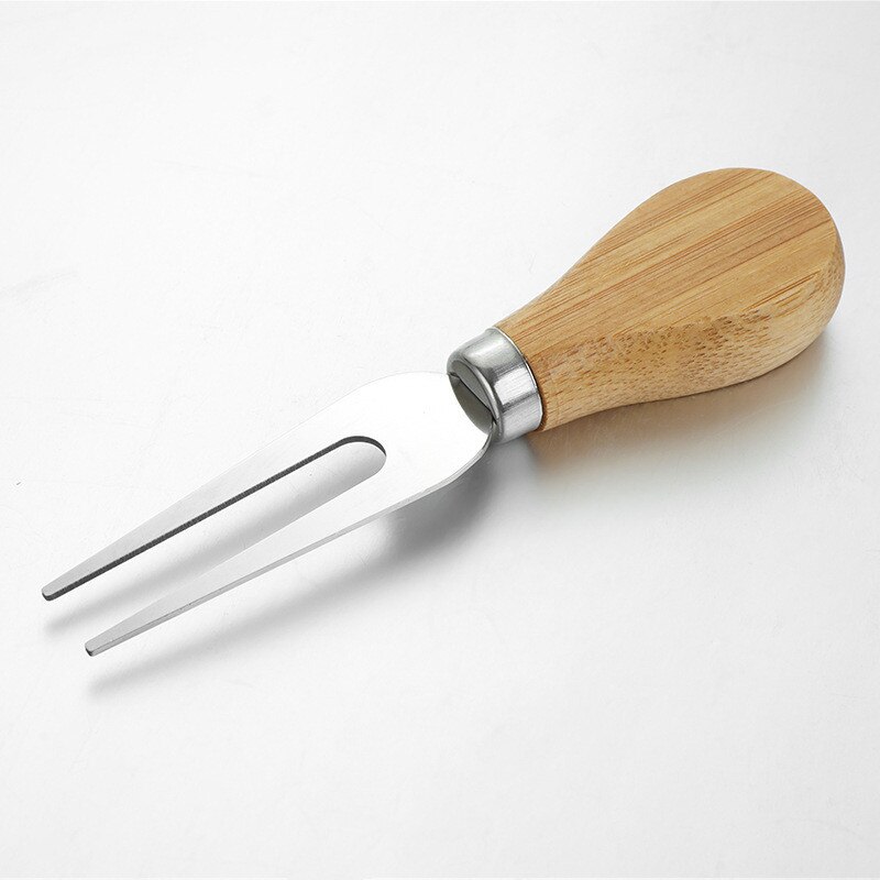 1/4pcs one set Stainless Steel Cheese Knives Set TOak Handle Cheese Cutter Cheese Board Butter Spatula Kitchen Cheese Tools: 1Pc Fork