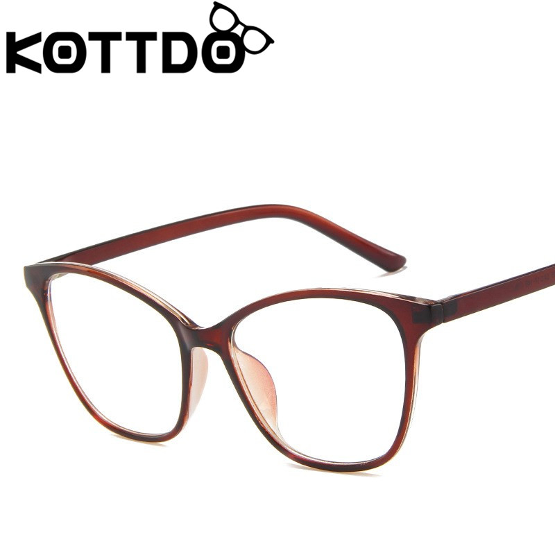 KOTTDO Vintage Cat Eye Glasses Frame Women Retro Classic Eyeglasses Frames Men Plastic Clear Transparent Glasses