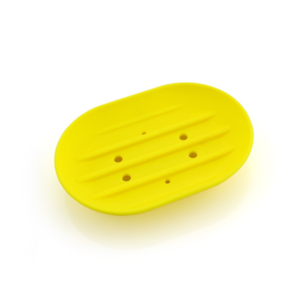 Silicon Kitchen Bathroom Flexible Soap Dish Plate Holder Tray Soapbox Home travel Soap Dishes 9 Colors 26:  YELLOW