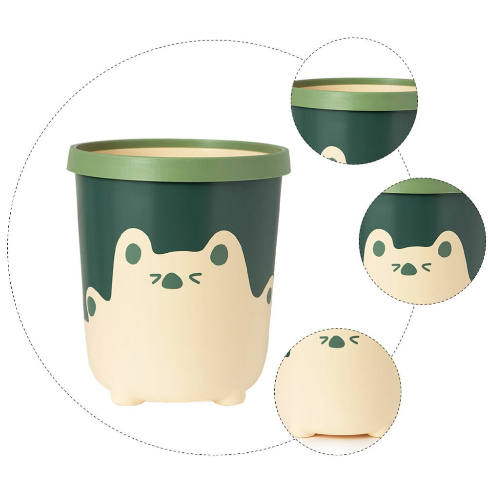 1pc Household Trash Can Simple Uncovered Waste Bin Cartoon Waste Can