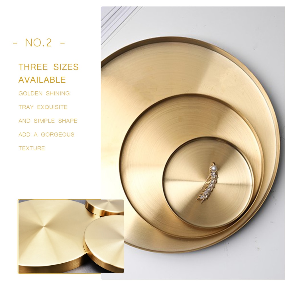 Golden Lade Luxe Metalen Ronde Opbergvak Smiple Snack Cake Display Rvs Metalen Plaat Fotografie Props Home Decor