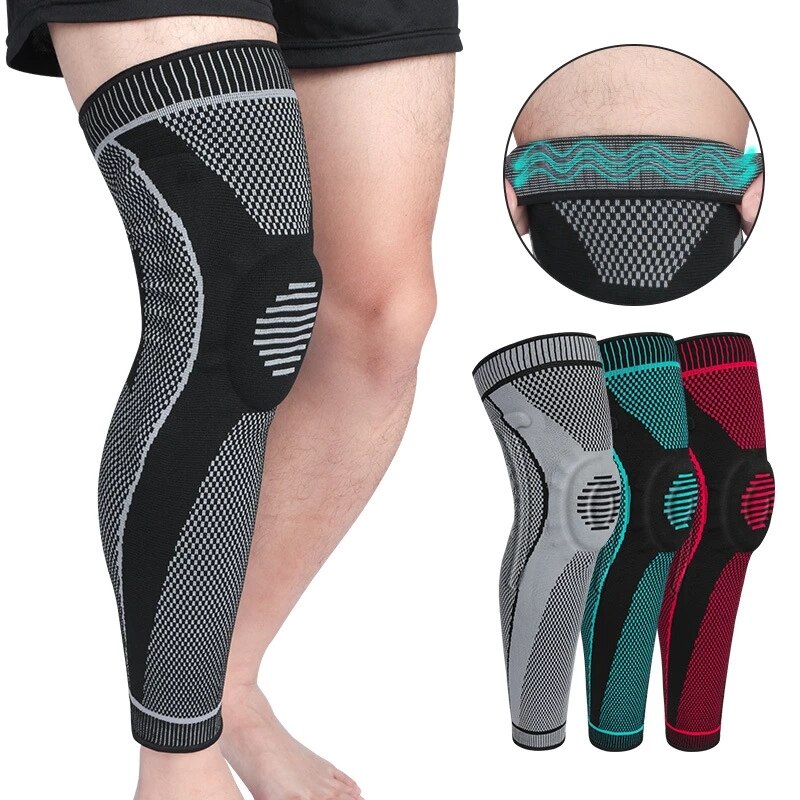 Rodilleras deportivas de silicona de punto, Protector de compresión, almohadilla de Gel anticolisión, largo, 1 ud.,