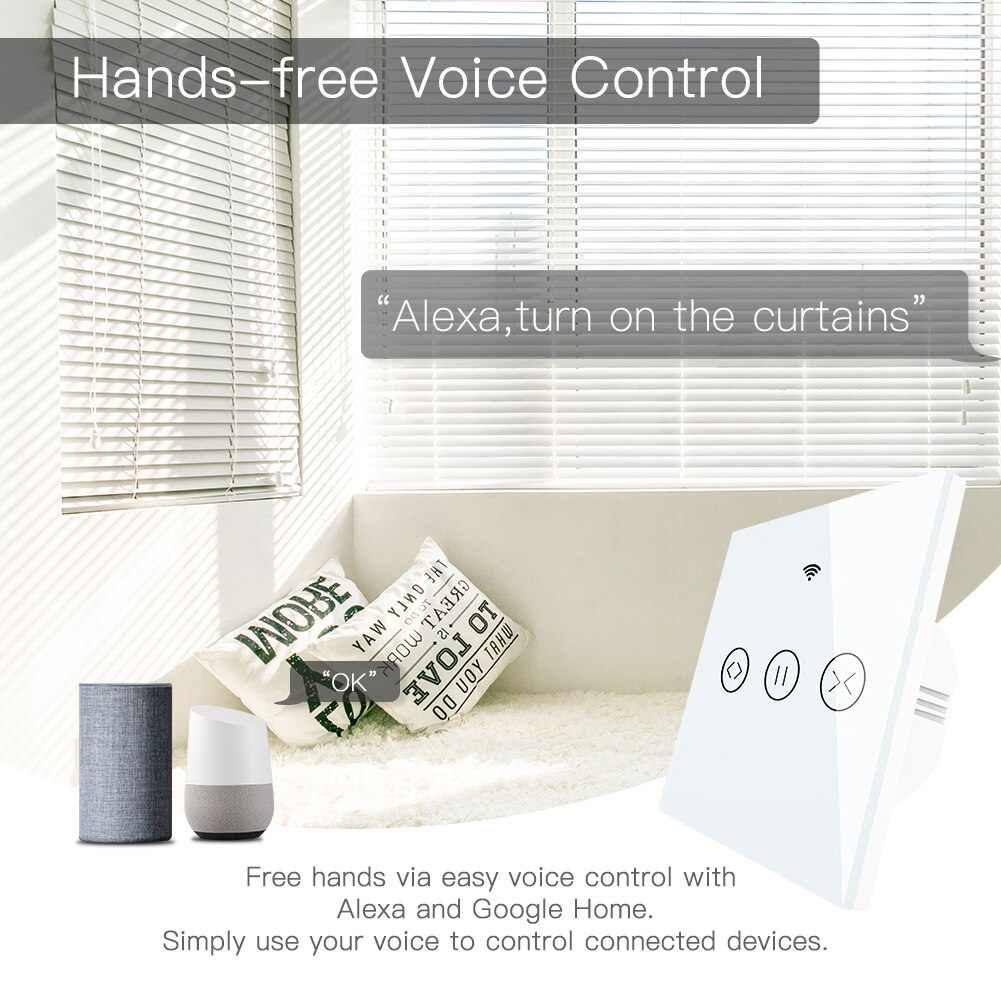 Smart Remote Home Electric Curtain Control for Electric Curtain Blind WiFi Touch Switch Shutter Voice Control for Alexa