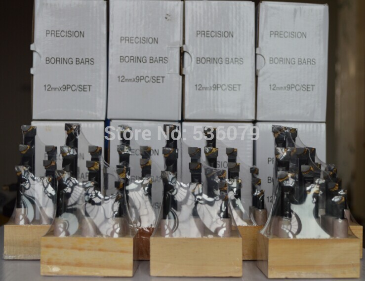 Jeu de 9 barres d'alésage à pointe en carbure de 12mm, pour tête d'alésage F1-12