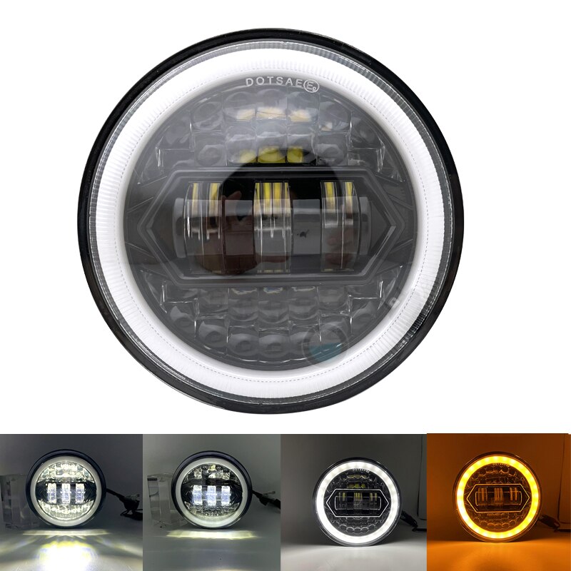 Newest A 5.75 Inch Motorcycle LED Headlight for Dyna Softail Sportster 883 XL883 FXCW 5 3/4" led DRL 80W motorbike headlamp.: YELLOW