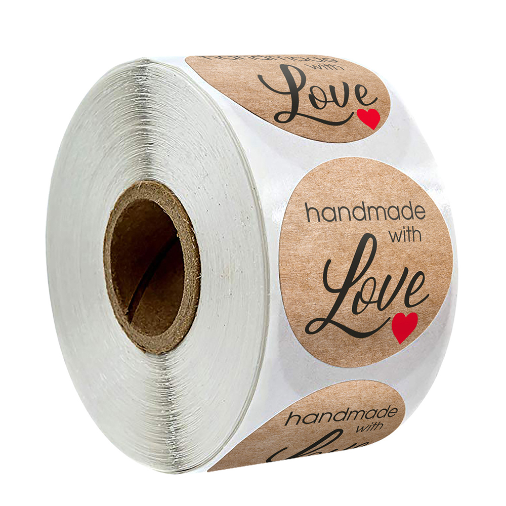 100-500 Uds. Papel Kraft Vintage hecho a mano con pegatinas de amor álbum de recortes papelería etiquetas adhesivas gracias por los pegatinas: Amarillo claro
