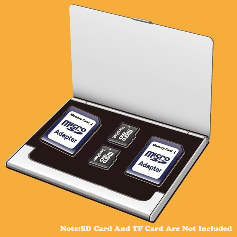 Micro SD Card Case Holder Storage Organizer, Ultra Slim stainless steel Portable TF MSD Memory Card Storage