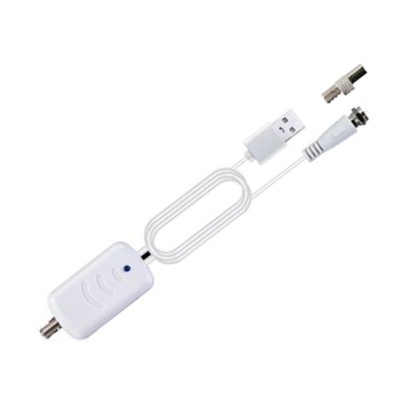 Indoor antenna signal amplifier with USB adapter for indoor digital HD TV antenna, low noise and easy to install: white