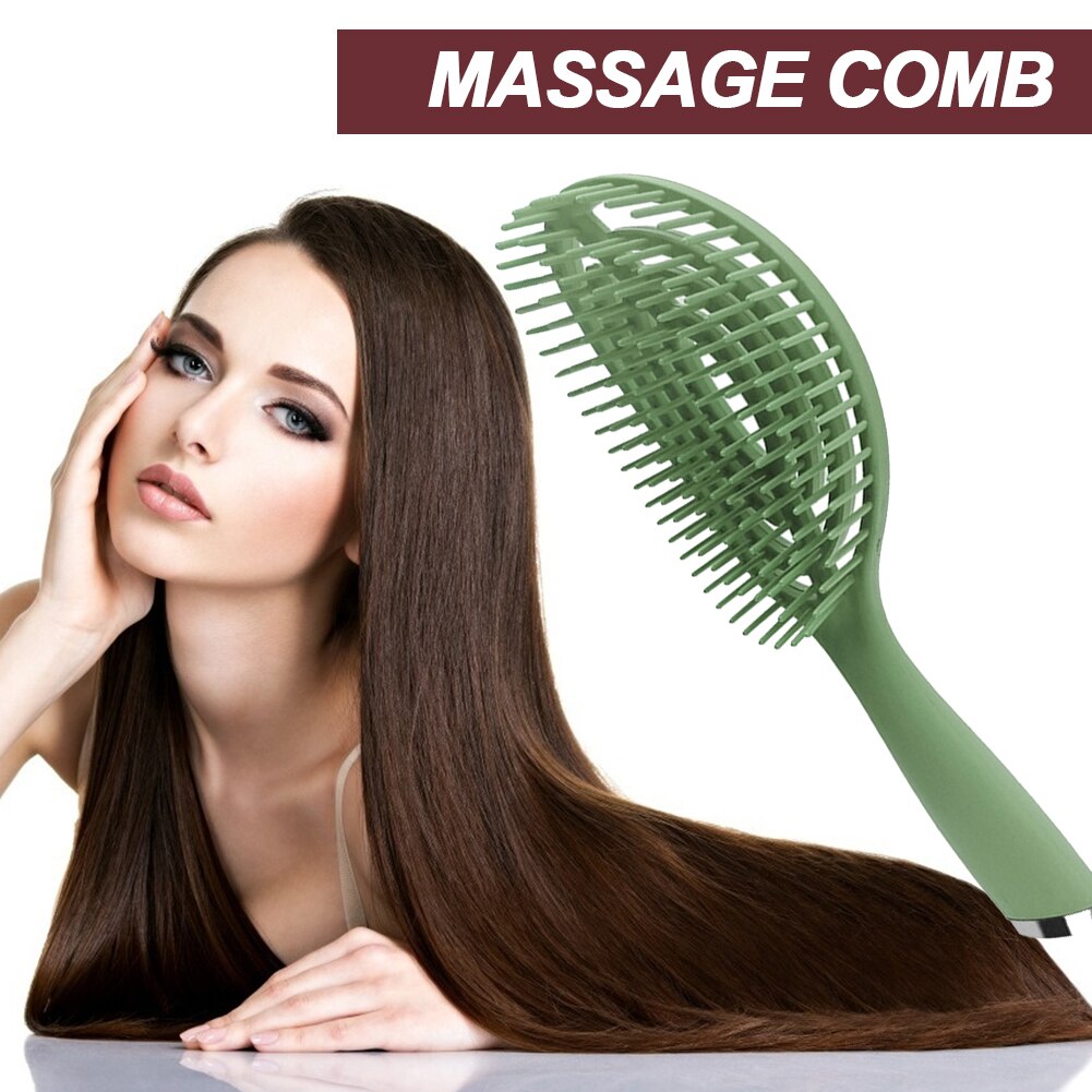 Vrouwen Haar Borstel Elliptische Hollow Out Vormige Kam Massage Hoofdhuid Grote Gebogen Plastic Kam Haarborstel Voor Kappers