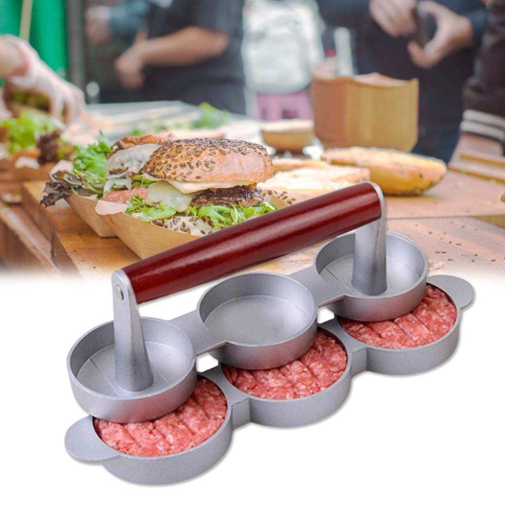 Hamburger Press Non Stick Aluminum Alloy Triple Burger Press Mini Hamburger Patty Maker Meat Beef Grill Burger Mold Kitchen Tool