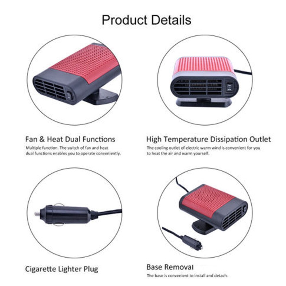 Zimowy podgrzewacz samochodowy uniwersalny 12V wnętrze samochodu ogrzewanie chłodzenie akcesoria termowentylator okno mgła zmywacz przenośny robić samochodu podgrzewacz samochodowy s