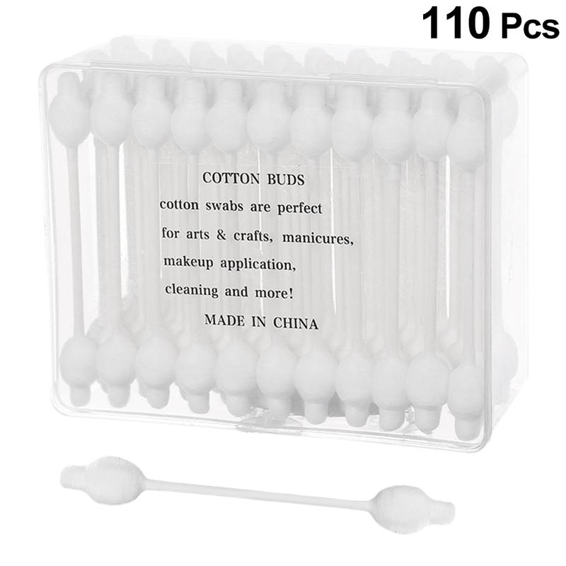 110pcs Disposable Swab Double-Headed Cotton Bud Portable Q-Tips Cleaning Sticks Multi-Use Cotton Swab For Home Baby Travel: Default Title