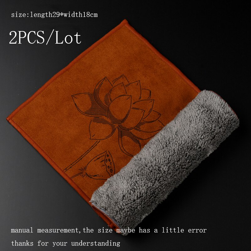 2 stücke Feine Lotus aufbringen Tee Servietten Verdickt Saugfähigen Baumwolle Tee Handtuch Kung Fu Tee Tisch Tuch Tee Zubehör Restaurant lappen: B 2Stck