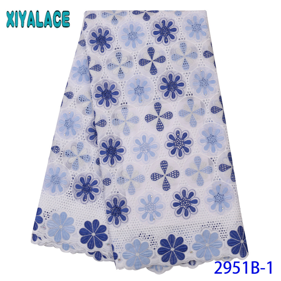 Oranje en witte katoenen kant stof, kant stijlen nigeria, geborduurde stoffen met stones voor jurken KS2951B-5