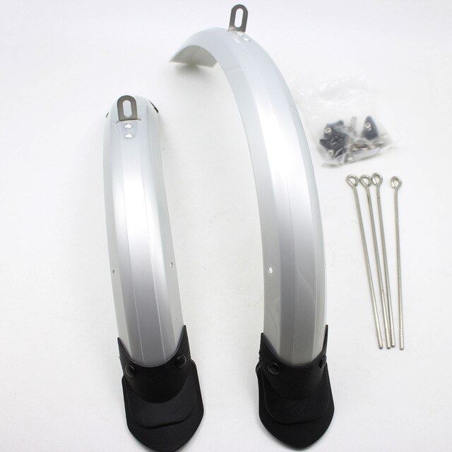 14 Inch 16 Inch 20 Inch Vouwfiets Modder Guard Fietsen Spatbord Voor Achter Fiets Spatbord Chrome Plastic Bmx Fiets accessoires: 14 V brake silver