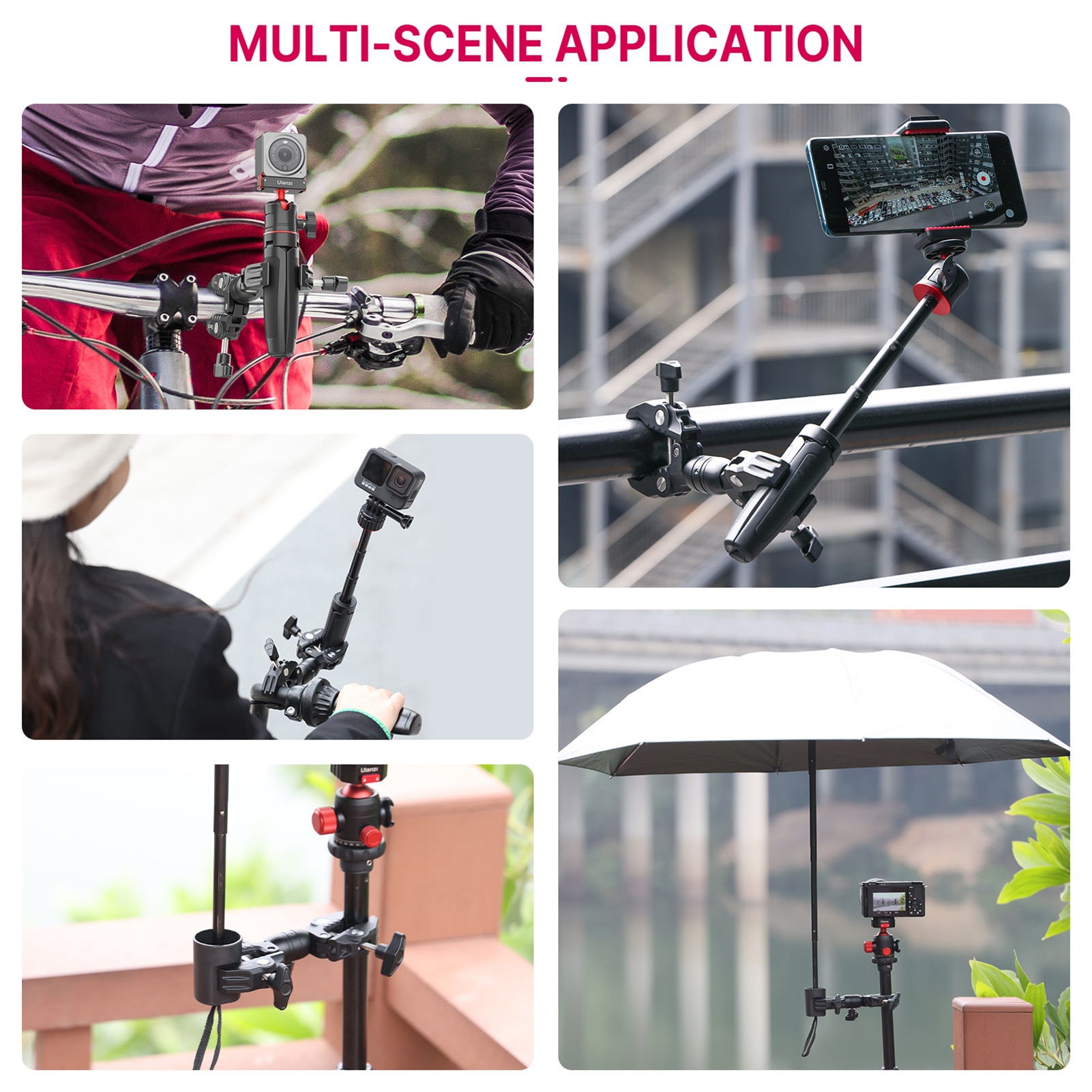 Ulanzi – Super pince métallique R094/ R096, avec bras magique à Double tête sphérique, vis 1/4 ", filetage 3/8", pour montage de caméra et moniteur de lumière