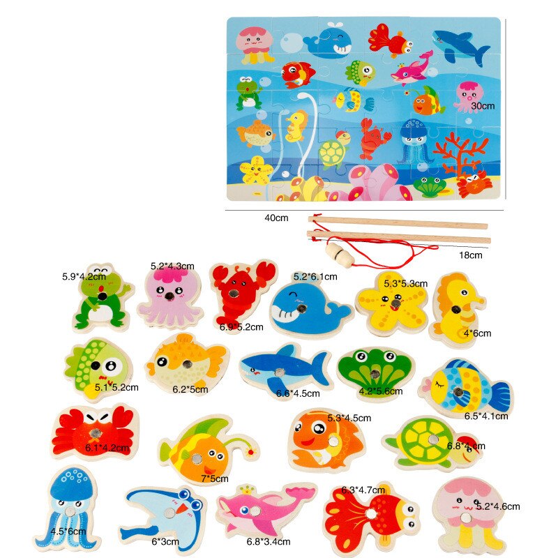 bambino di Legno di Pesca Magnetico Giocattolo impostato di Gioco con il puzzle Giocattolo Educativo Di Compleanno Regali Di Natale per I Bambini I Bambini