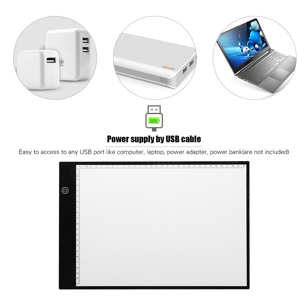 A4 LED Light Box Tracer Ultra-thin USB Powered Tracing Light Pad Board 3 Level Adjustable Brightness Animation X-ray Viewing